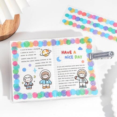 1 Pcs Candy Montage Series Striped Tape Glittering Sequins PET Striped Photo Frame Decoration Lace Adhesive Tape School Supplies