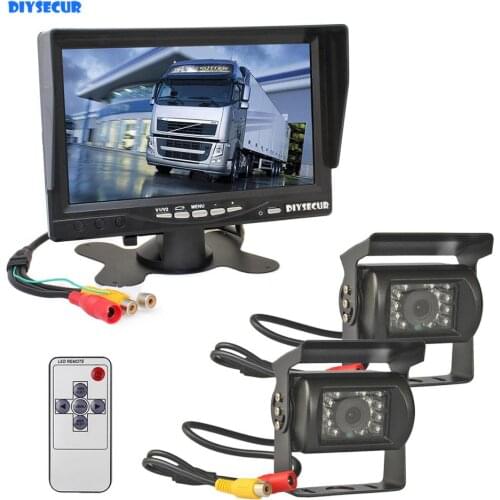 DIYSECUR 7" TFT LCD Display Rear View Car Monitor + 2 x Waterproof IR Night Vision Rear View Car Camera