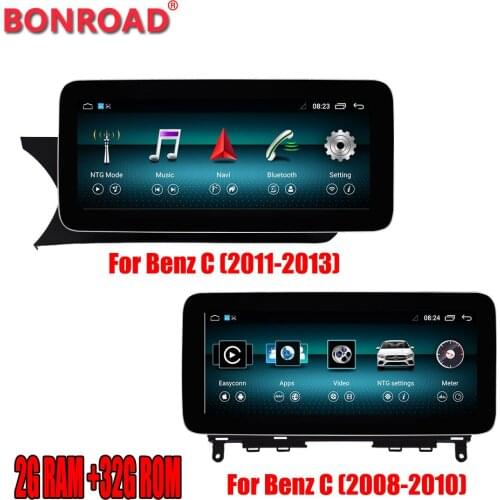 Bonroad anroid 10.0 2G RAM 32GROM monitor for Mercedes benz C Class W204 w205 2008-2018 with BT gps support original radio NTG