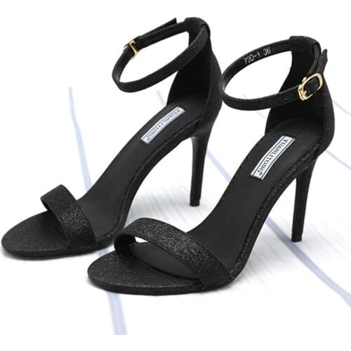 Cover Heels Summer Sandals Women Buckle Strap OL Office Ladies High Heels Sandals Red Silver New Sexy Dress Shoes Women