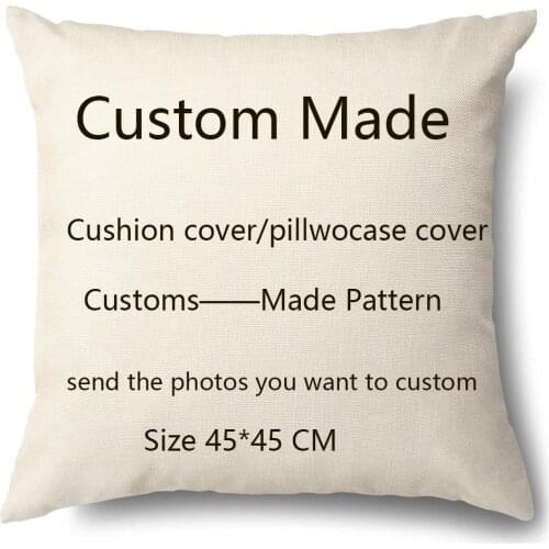 New Customs Made Print Cushion Cover linen Decorative for Sofa Seat Soft Throw Customizing 45x45cm Pillow Case Cover Home Decor