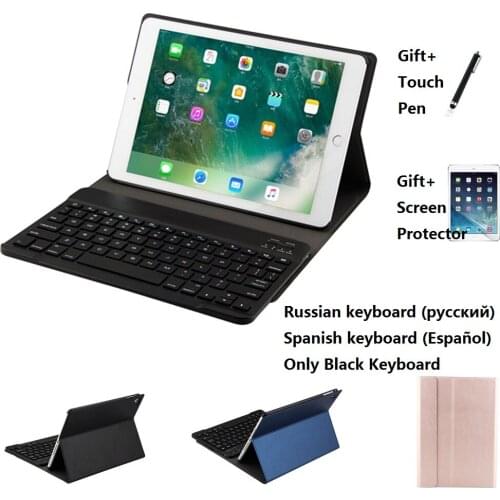 Spanish Russian Wireless Bluetooth Keyboard Case Cover For iPad Air 1 2 New iPad 2017 2018 9.7 Pro 9.7 10.5 11 inch Air 10.5