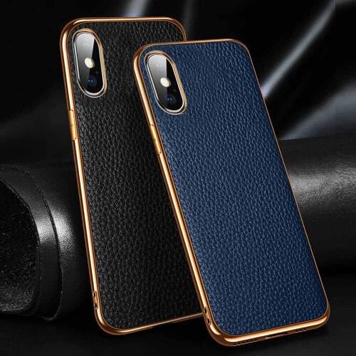 Genuine Leather Case For Iphone X Xs Max Case Cover Electroplate Frame Etui Coque For Iphone Xr Xs Cases Phone Protector Fundas