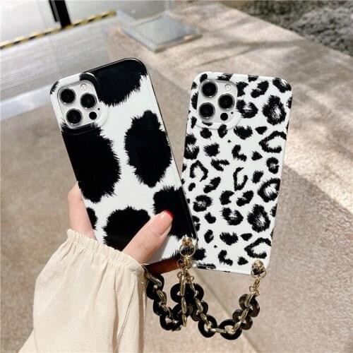 Luxury Leopard Print Wrist Chain Case for iPhone 12 Pro Max Back Phone Cover for 12Mini 11Pro Max X XS XR 8 7 Plus SE 2020 Capa