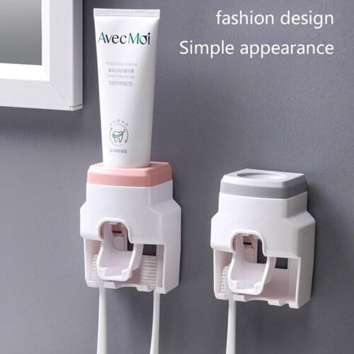 Toothbrush Holder Dustproof Wall Mounted Convenient Toothpaste Squeezer Toothpaste Dispenser For Bathroom Toothpaste Bathroom