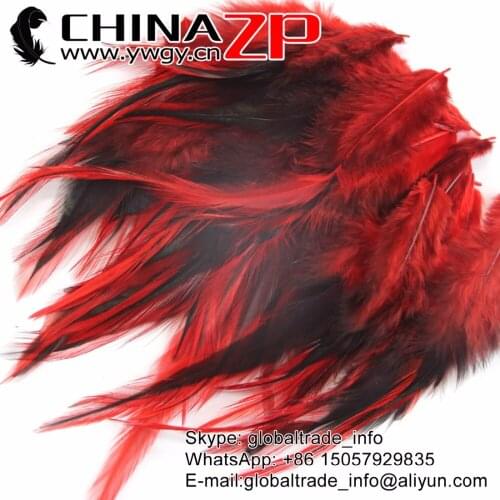 CHINAZP Feathers Retails 50pcs/lot Fantastic DIY Decoration Dyed Red Rooster Laced Pointy Cape Feathers for Sale