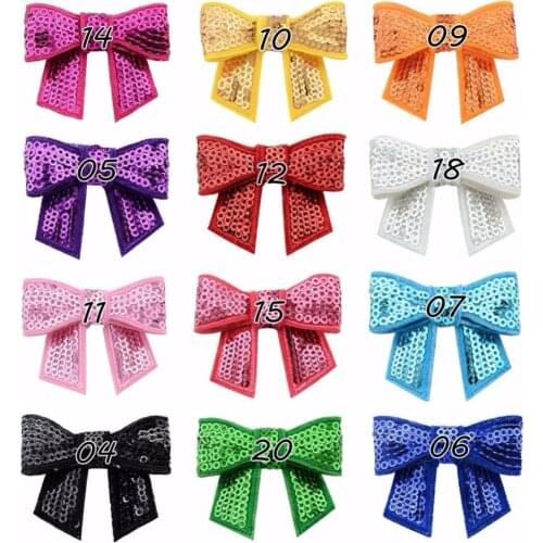 12colors Girls Headwear 12pcs Mini Embroideried Sequin Bows For DIY Headbands,Hair Accessories Boutique