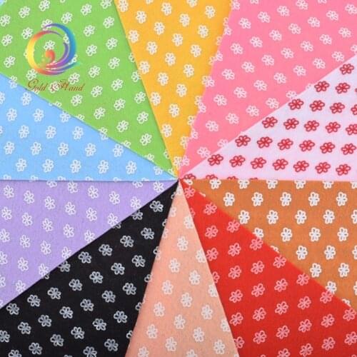 Haisen Printed Felt Non Woven Fabric 1mm Thickness Polyester Cloth For Sewing Dolls Crafts Home Decoration Pattern10pcs15x15cm