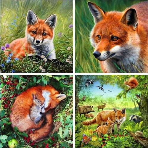 HUACAN Diamond Art Painting Animal Diamond Embroidery Sale Fox Pictures Of Rhinestones Full Mosaic Handmade Gift