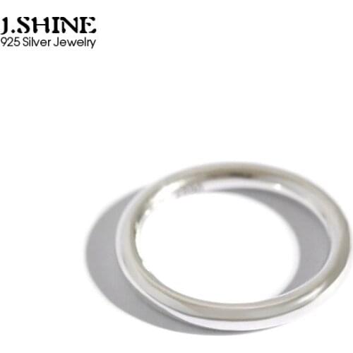 JShine S990 Sterling Silver Closed Ring Minimalist Glossy Line Stackable Pure Silver Index Mid Finger Rings for Women Men