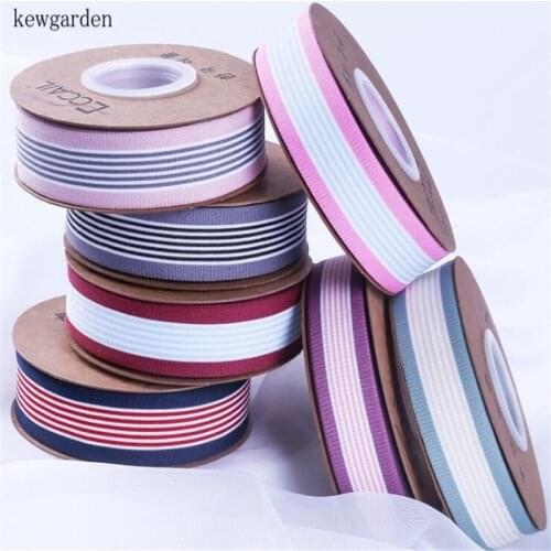 Kewgarden Stripe Knitting Satin Ribbons 1-1/2" 1" Handmade tape DIY Bowknot Ribbon Garment Accessories Packing Riband 10 Yards