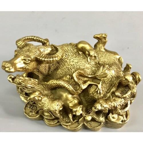 China brass recruit wealth twelve zodiac crafts statue