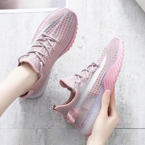 Women Vulcanized Sneakers Breathable Mesh Pink Platform Ladies Shoes Autumn Trend Chunky Sneakers Women Flat Shoes