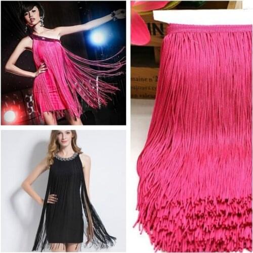 50/100cm Polyerter Tassel Fringe Trim Lace Ribbon Fringes For Sewing Curtains Latin Dress Tassels Trimmings Accessories Crafts