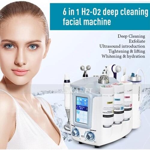 Hottest 6 In 1 H2 O2 Hydro Dermabrasion Facial Peel for Skin Care Deep Clean Water Oxygen Jet Skin Rejuvenation Spa