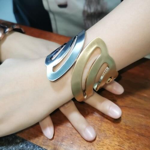MANILAI Wing shape Alloy Bangles For Women Fashion Metal Statement Big Cuff Bracelets Vintage Accessories Jewelry