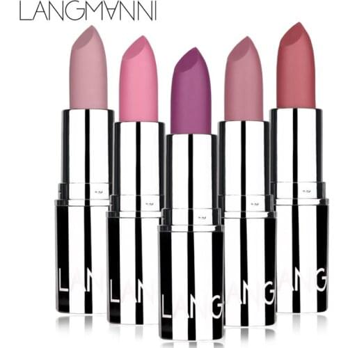 LANGMANNI Bullet 8 Colors Matte Lipstick Non-stick Cup Lasting Waterproof Moisturizing Velvet Easy To Wear Lipstick TSLM1