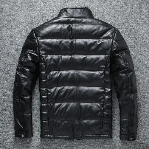 2020 Genuine Leather Jacket Men Sheepskin Coat Short Mens Down Jacket Mink Fur Collar Chaqueta Cuero Hombre KJ3712