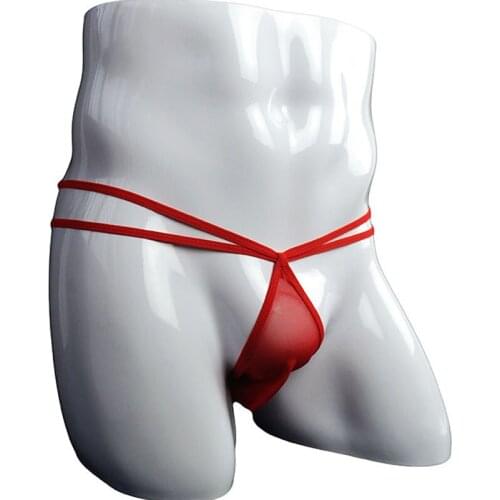 Men See-Through Mesh Briefs G-String Panties Sissy Cross Bandage Thongs Erotic Underwear Bikini Sexy Lingerie For Him