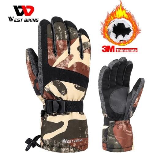 WEST BIKING 3M Warm Gloves Men Touch Screen Cycling Winter Windproof Waterproof Glove MTB Bike Ski Motor Sports Bicycle Gloves