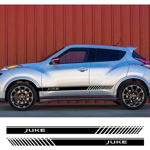 2PCS For Nissan Juke Auto Both Side Decor Graphic Vinyl Stripes Decals Car Door Side Skirt Stickers Racing Exterior Accessories