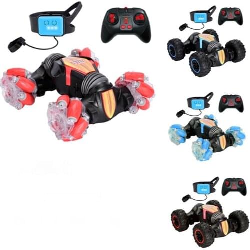 New Creativity Wristwatch Stunt Deformed Gesture Child Cross Country Light Roll Drift Double Remote Control Toy Car Kids Gifts