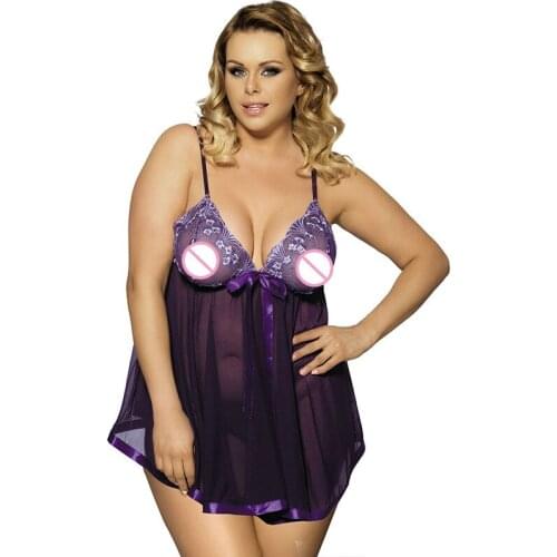 Solid Plus Size Sexy Sleepwear Fat Lingerie for Women Style Women Lingerie Babydoll Dress Intimates