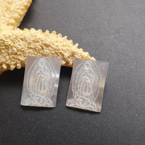 20pcs/lot 11x15mm Natural Rectangle Virgin of Guadalupe Mother of Pearl Shell Guadalupe Mother Pearl MOP for DIY Jewelry