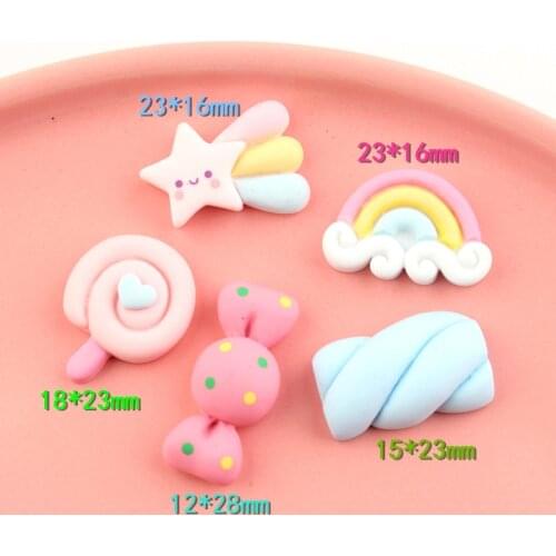 10pcs DIY resin star rainbow candy lollipop charms pendants kawaii cabochon ornament craft decoration fashion jewelry making