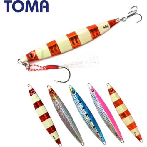 TOMA 20g 40g Metal Jig Spoon Fishing Lure Shore Casting Slow Fall Pitch Jigging Lure Lead Fish Luminous Hard Artificial Bait