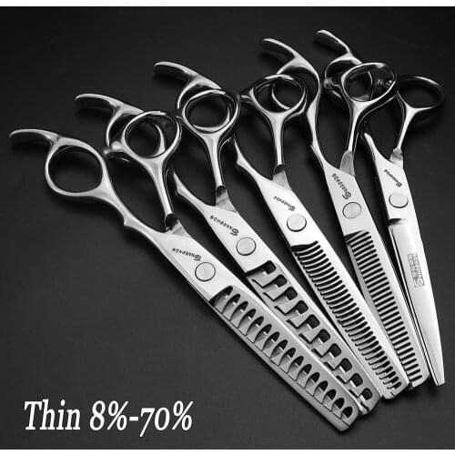 New 6 inch high quality professional hair scissors thinning scissors barber professional hairdresser non-slipscissors set fine