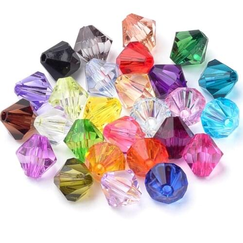 500g Transparent Acrylic Bicone Beads 4mm 5mm 6mm 8mm 10mm For DIY Bracelet Necklace Making Decor Accessories Mixed Color