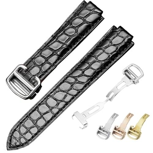 Watch band Crocodile Leather Watch Band Compatible for Cartier Blue Balloon Series Watch Strap Bands with Round Texture Wrist