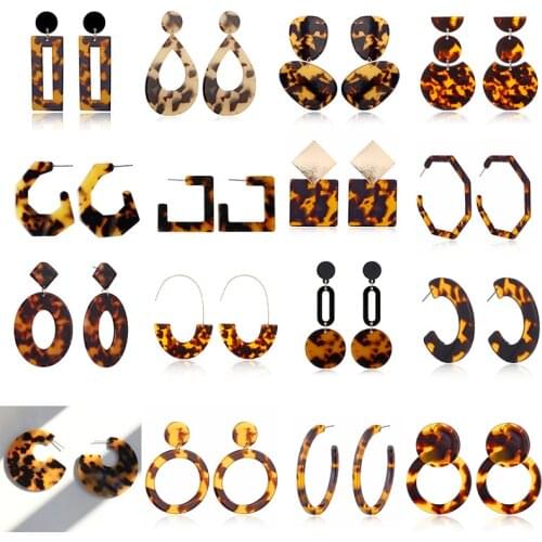 Fashion Women Earrings Leopard Geometry Earrings Charm Hip Hop Girls Gift Cute Stud acrylic jewelry Evening Party Earring