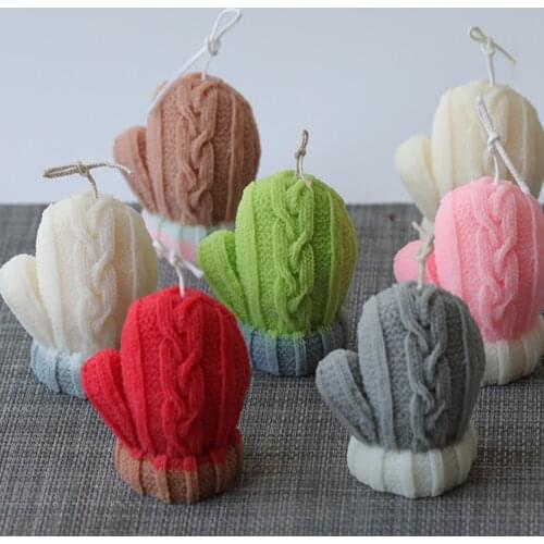 DIY Gloves Shape Candle Mold Handmade Silicone Making Molds for Candle Plaster Soap Mold Christmas