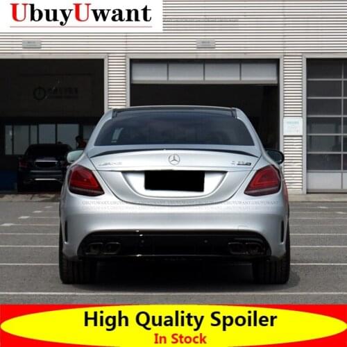 For Mercedes W205 Spoiler 4Door Sedan C63 C43 Style C180 C200 C260 ABS Tail Wing Unpaint And Lacquer Color For Benz W205