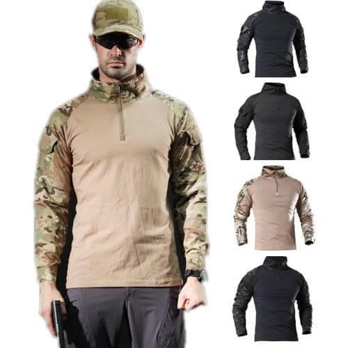 Tactical Military Training t shirt Airsoft Camouflage Combat Shirt Rapid Assault Long Sleeve Shirt Battle Strike Hunting Clothes