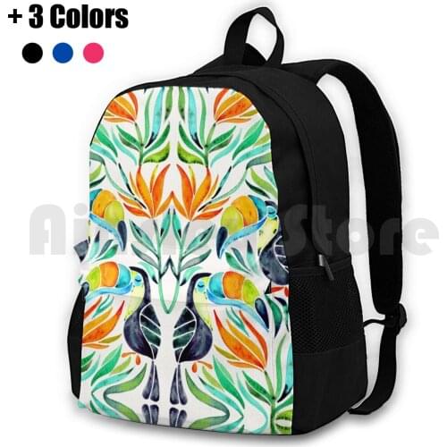 Tropical Toucans Outdoor Hiking Backpack Riding Climbing Sports Bag Tropical Toucans Tropical Toucan Toucans Birds Bird Of