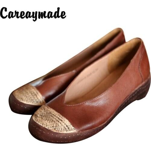Careaymade-Genuine leather Fltas shoes,Hand-polished old vintage single shoes,The retro art mori girl Casual Casual shoes