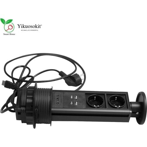 Pulling Up Kitchen Worktops Hidden Power Socket With 2 EU Schuko outlet+2 USB Charger +HDMI Customized Available