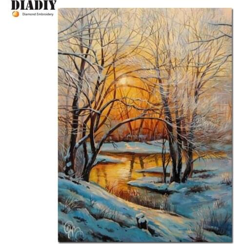 Ful round Diamond Embroidery 5D DIY Diamond Painting Winter landscape Diamond Painting Rhinestone Cross Stitch Decoration