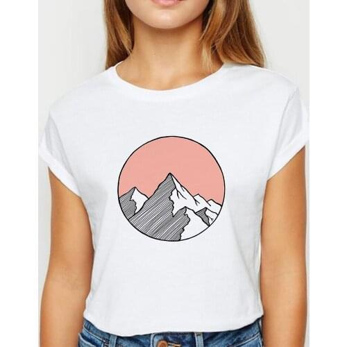 New T-shirt Female Scenery Mountain Tshirt Harajuku Spring Summer Womens shirt Hipster Comfortable женская O-Neck T-shirts