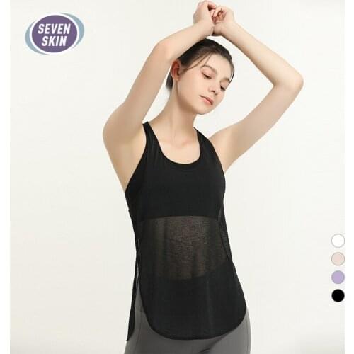 SEVEN SKIN Women Sleeveless Racerback Yoga Vest Gym Fitness Tank Tops Workout Sports Singlet Top Running Training Yoga T-Shirts
