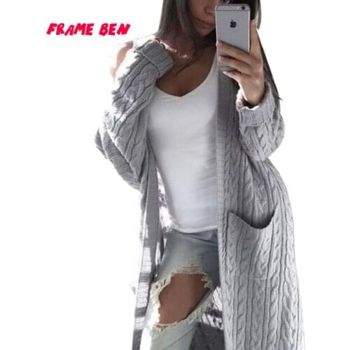 FRAME BEN 2019 Autumn and Winter Casual Sweater Streetwear Oversize Long Sleeve Long Double Pocket Sweater Cardigan