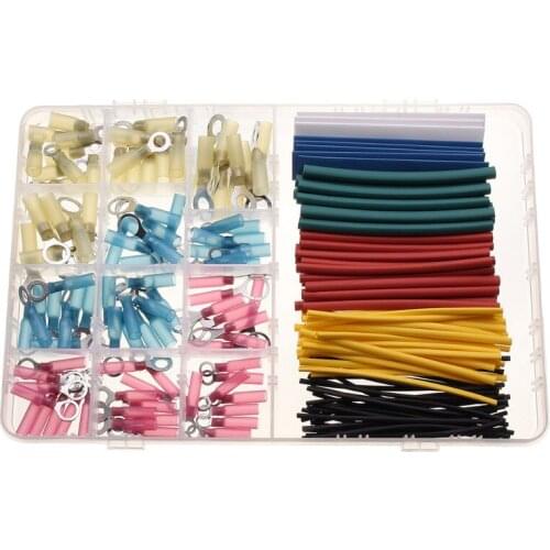 1set Pure RV Hot Shrinkage Terminal &100 PCS Color Heat Shrinkable Tube with Stickers