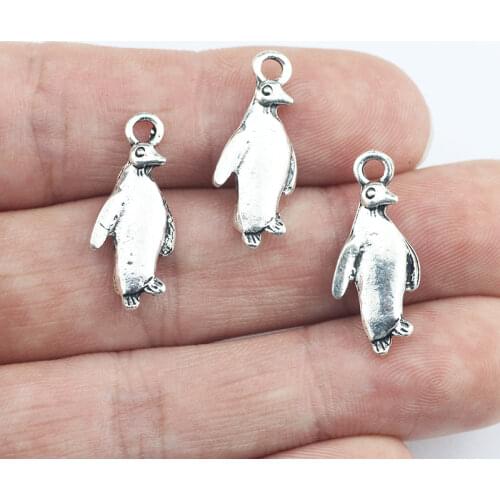 Newest 10Pieces 10*24mm Zinc Alloy Antique Silver Color Penguin Charms Necklace Pendant Accessory For DIY Jewelry Making