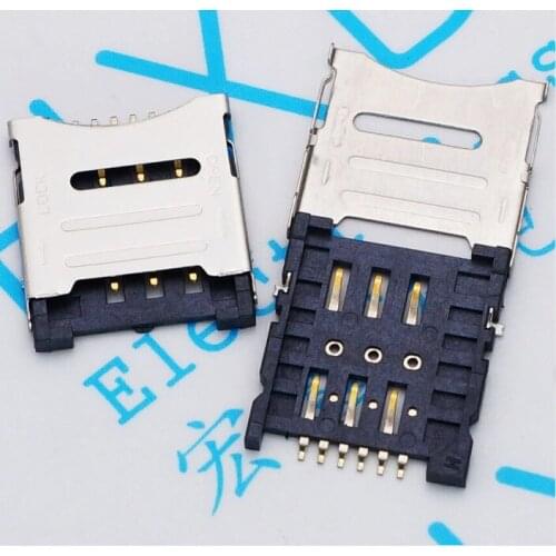 100Pcs/Lot Mobile Phone Sim Card Micro Card Flip Type 1.8H 6P Sim Card Slot