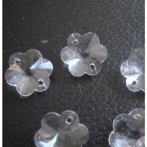 1000pcs/lot 14mm 2 Holes High Quality Clear Glass Crystal Plum Flower Beads Crystal Prism Glass Beads