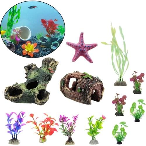 12pcs Aquarium Ornament Artificial Starfish Plant Fish Tank Decor Barrel