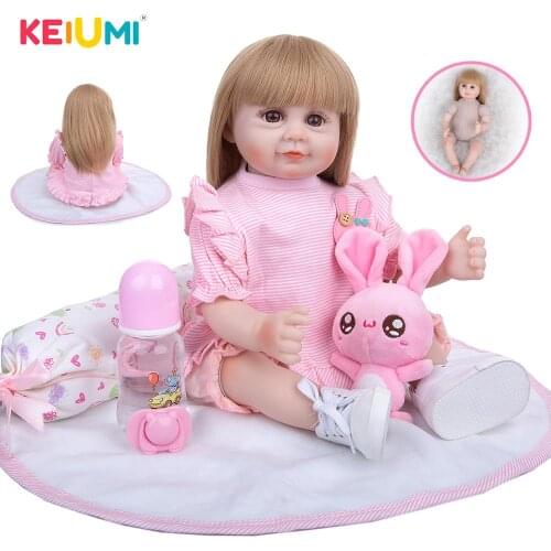 KEIUMI 17 Inch Reborn Baby Dolls Lifelike Soft Silicone Reborn Bebe Dolls Toy Special Gift To Child Surprise
